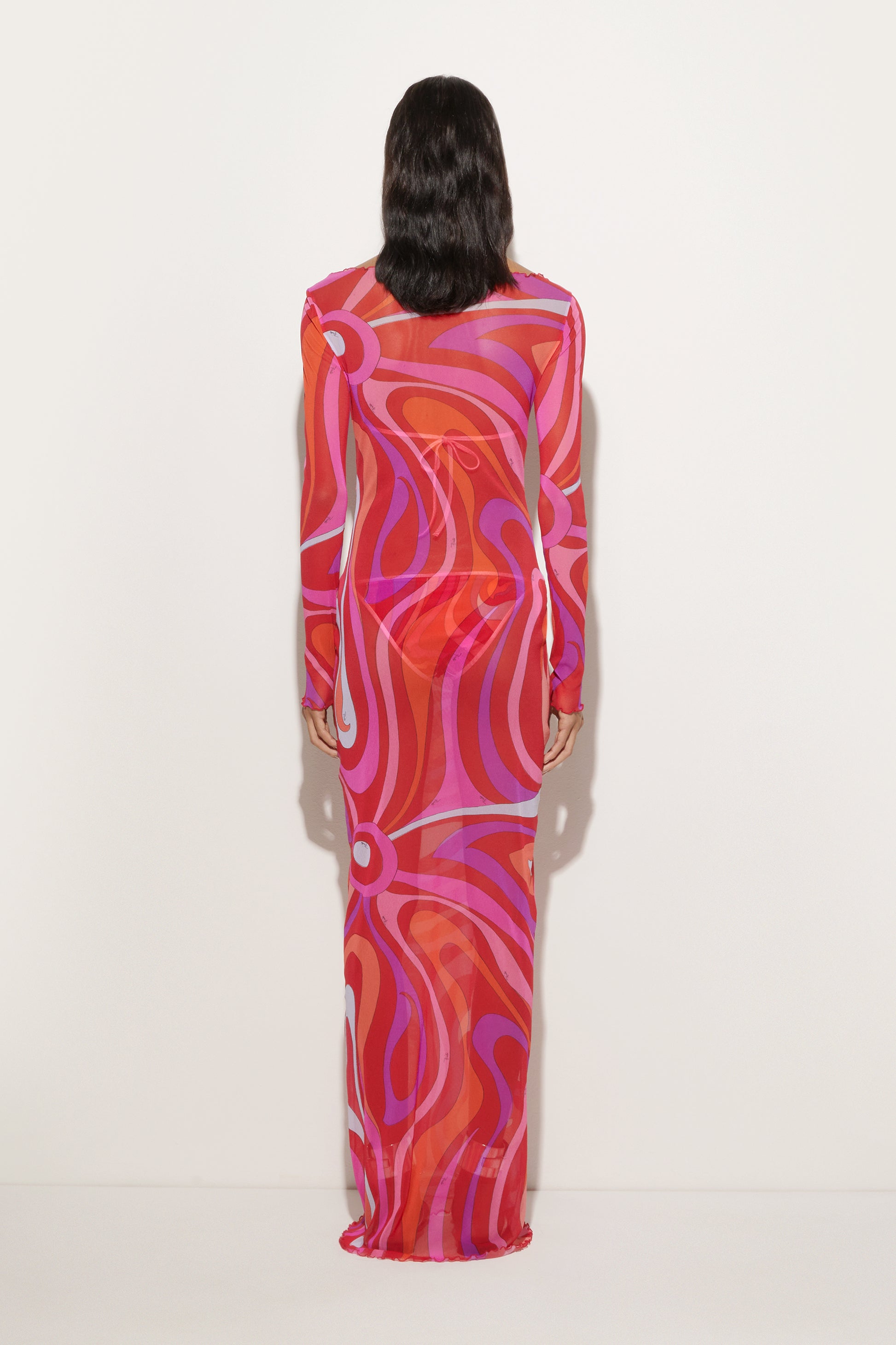 Caye™ - Robe longue en mousseline de soie marbrée