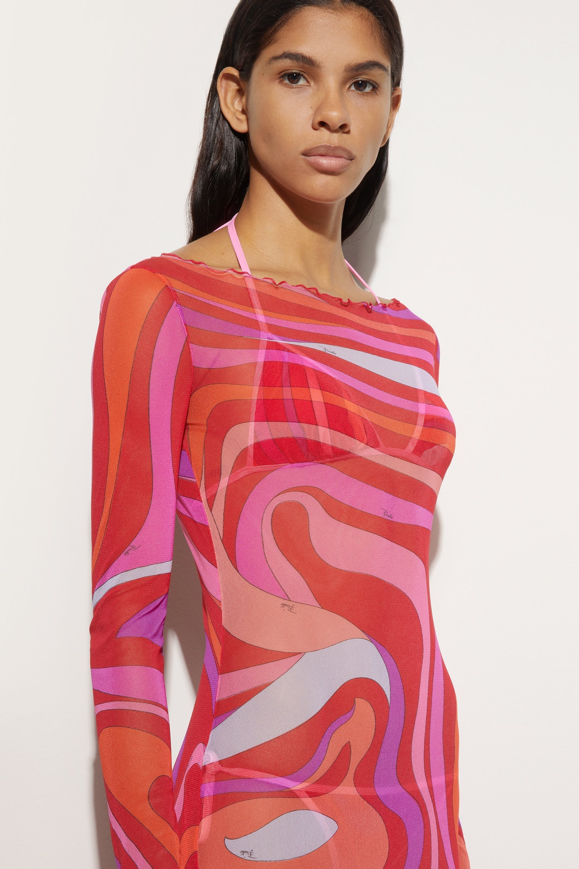 Caye™ - Robe longue en mousseline de soie marbrée