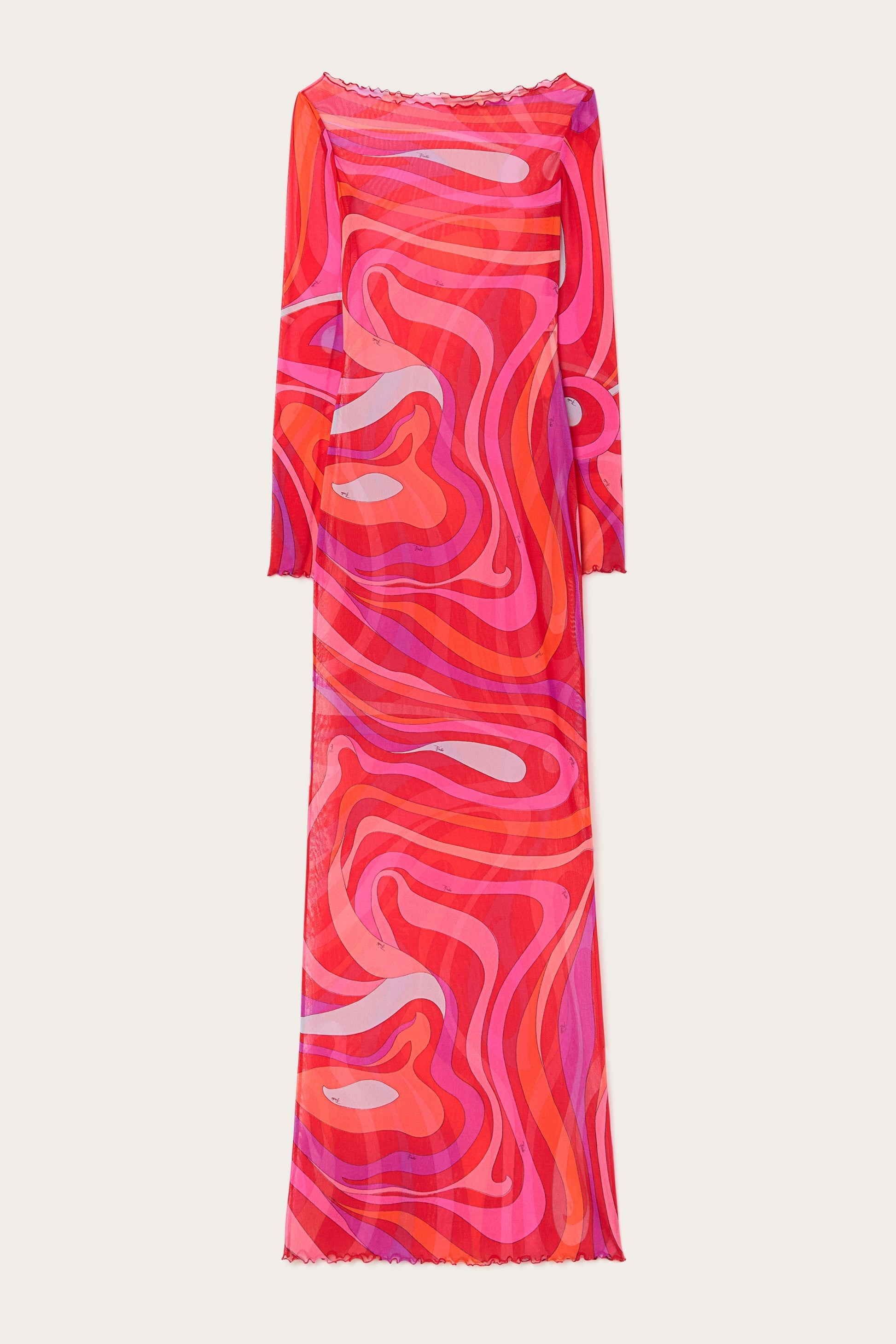 Caye™ - Robe longue en mousseline de soie marbrée