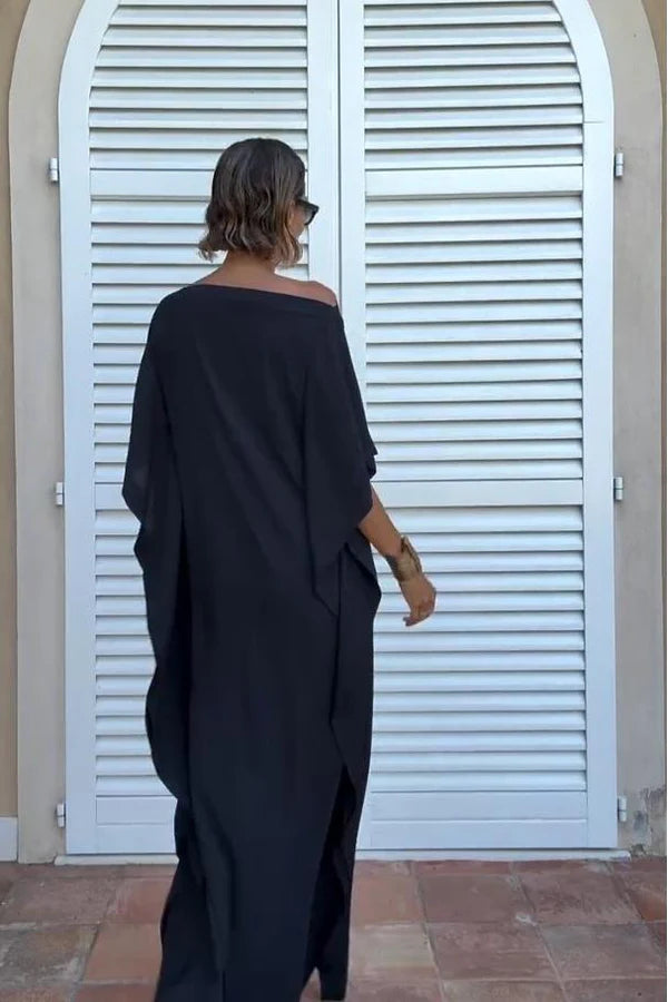 Caye™ - Caftano fluido asimmetrico con cintura